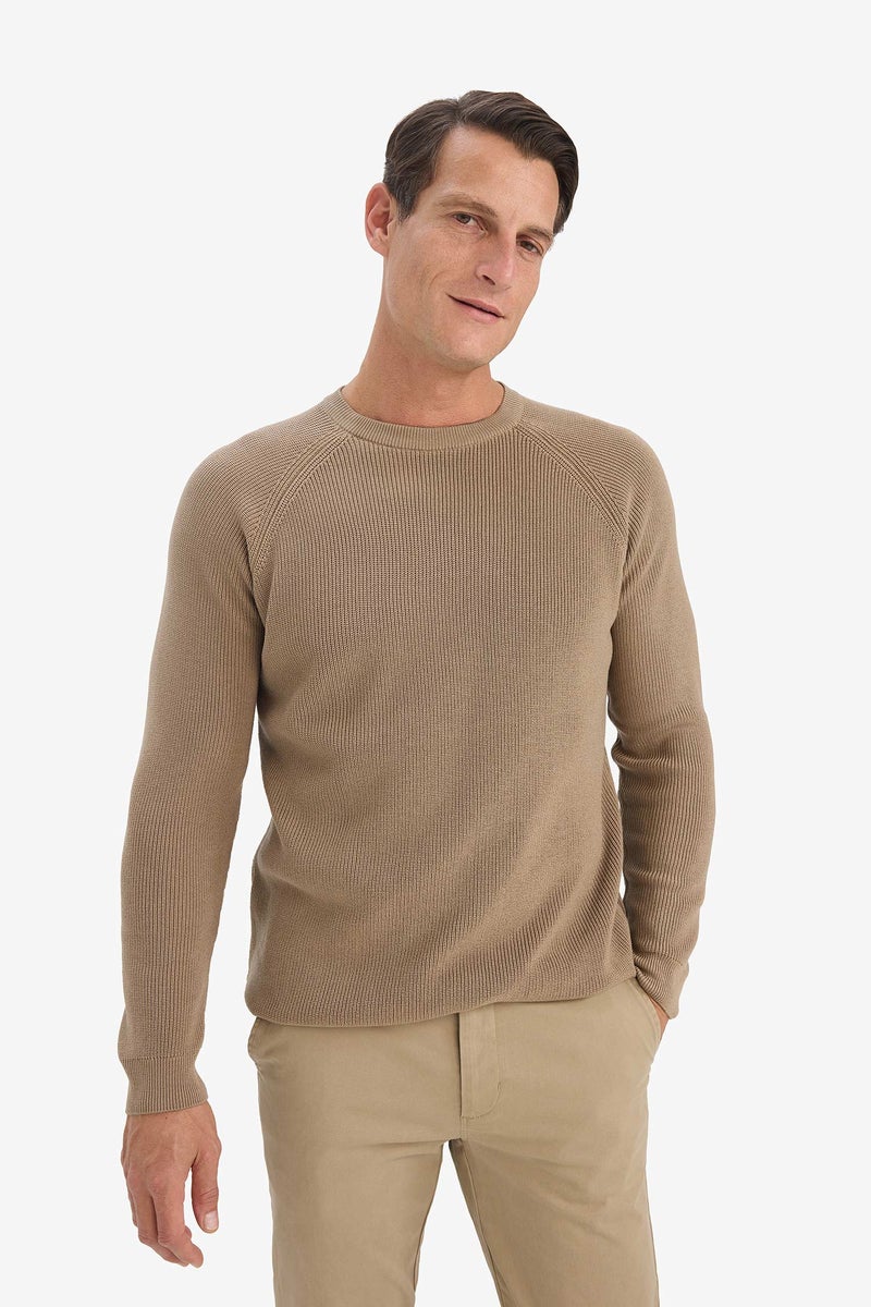 DeFacto Beige Man Standard Fit Crew Neck Knitwear Pullover Casual - Image 3